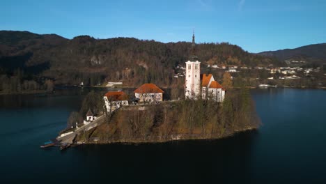 Orbiting-Hyperlapse-Above-Famous-Lake-Bled-Island-with-Church
