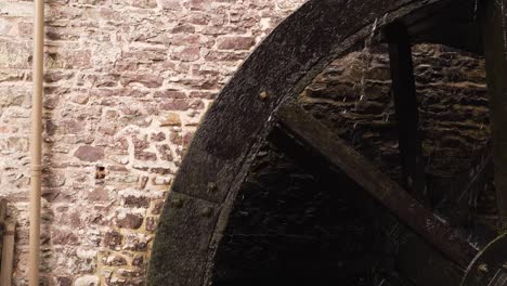 Close-up-on-a-section-of-hydraulic-wheel-from-a-water-mill