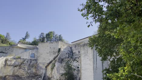 Felswand-Mit-Historischer-Festung-Und-Einem-Baum-Im-Vordergrund-In-Avinong