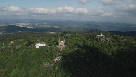 Penha-Sanctuary-Aerial,-Guimarães,-Portugal-Forest