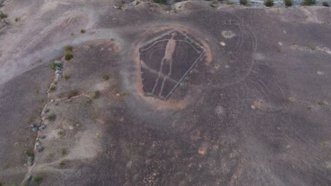 Aerial-Shot-Pulling-Away-Slowly-from-Blythe-Intaglios,-an-Ancient-Geoglyph-in-the-Sonoran-Desert
