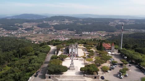 Chapel-of-Our-Lady-of-Franqueira-aerial-View,-Barcelos-Portugal