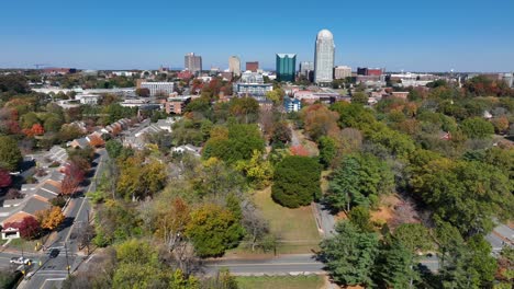 Winston-Salem-skyline-with-autumn-trees-in-foreground