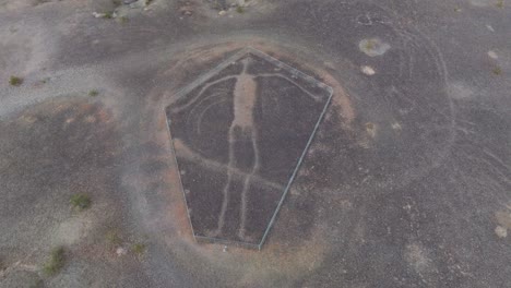 Aerial-Slow-Turn-Over-Blythe-Intaglios,-Ancient-Geoglyphs-in-Sonoran-Desert,-Arizona