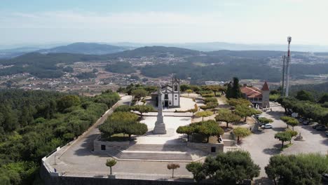 Chapel-of-Our-Lady-of-Franqueira-Aerial-View-in-Barcelos,-Portugal