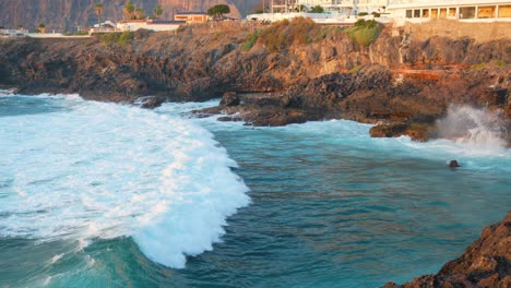 Powerful-ocean-waves-hitting-coastline-of-Santiago-city-in-Tenerife