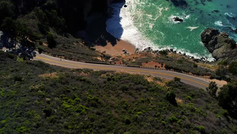 Drone-shot-of-McWay-Falls-Waterfall-on-Scenic-Coastline-at-Big-Sur-State-park-off-Pacific-Coast-Highway-in-California-4