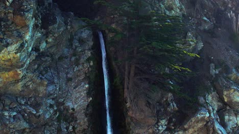Drone-shot-of-McWay-Falls-Waterfall-on-Scenic-Coastline-at-Big-Sur-State-park-off-Pacific-Coast-Highway-in-California-6