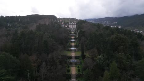 Aerial-View-of-Our-Lady-of-Remedies-Sanctuary,-Lamego-Portugal