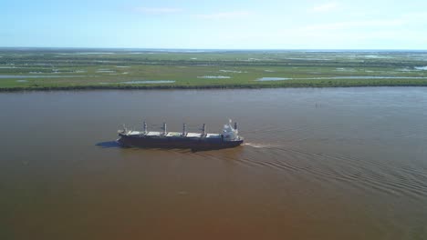 Rosario-Argentina-province-of-Santa-Fe-aerial-images-with-drone-of-the-city-Views-of-the-Parana-River-giant-cargo-ship-oil