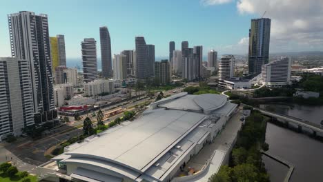 Right-to-left-aerial-view-looking-South-over-the-Gold-Coast-Convention-Centre-in-Broadbeach