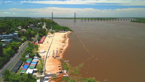 La-florida-beach-in-Rosario-Argentina-province-of-Santa-Fe-aerial-images-with-drone-of-the-city-Views-of-the-Parana-River
