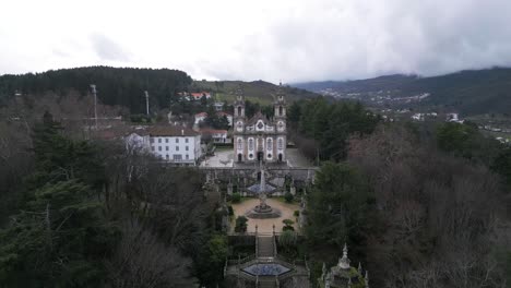 Baroque-Sanctuary-in-Lamego,-Viseu,-Portugal---aerial