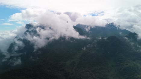 Doi-Luang-Chiang-Dao-covered-in-Clouds,-Highest-Mountain-in-Thailand-National-Park,-Jungle-Lush-Green-Forest-Mountain-Peak
