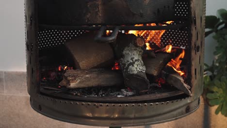 Wood-Logs-Burning-in-homade-diy-Metal-Fire-Pit