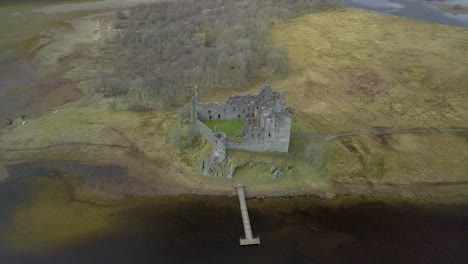 Historic-kilchurn-castle-with-jetty-at-loch-awe-lake
