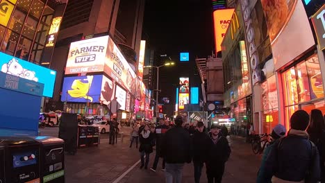 Walking-through-Time-Square,-New-York-City-time-lapse