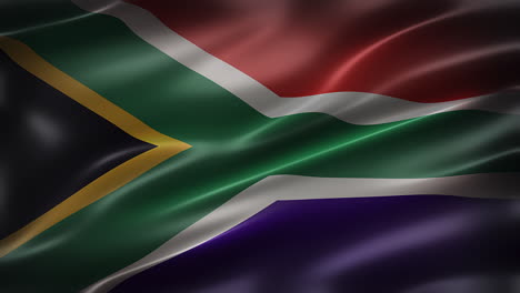 Die-Flagge-Südafrikas,-Vollformat-Vorderansicht,-Weht-Im-Wind,-Filmischer-Look-Und-Feeling,-Mit-Eleganter,-Seidiger-Textur