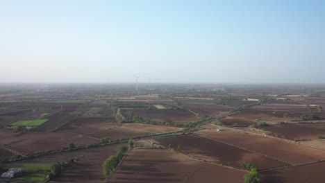 Aerial-drone-view-in-the-field-showing-many-fields-around-where-many-bushes-are-visible