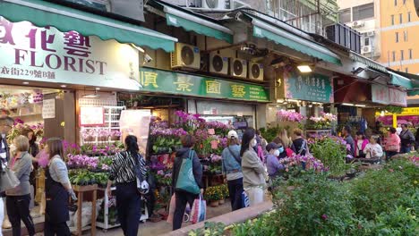 The-atmosphere-at-the-Mong-Kok-Flower-Market-during-New-Year,-Hong-Kong,-China
