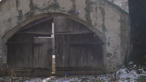 Old-Gate-Made-With-Stone-And-Wood