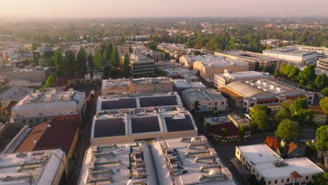 Famous-CBS-Studios-Backlot-As-Seen-By-Drone,-Aerial-Footage-of-Historic-Soundstages-and-Quaint-Surrounding-Neighborhood
