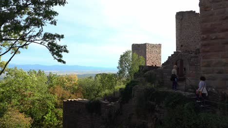 People-Walk-in-the-Ruins-of-The-Three-Castles-of-Eguisheim