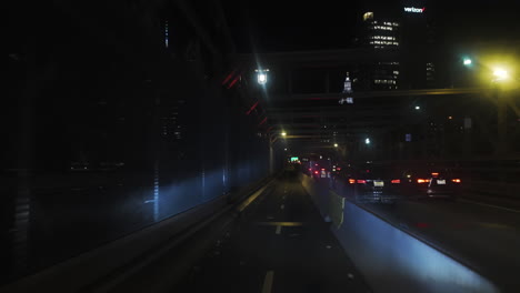 POV-shot-driving-over-the-George-Washington-bridge-in-New-York,-night-in-USA