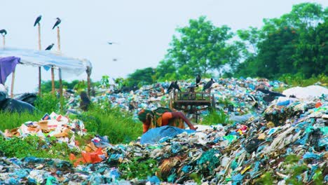 South-Asian-woman-working-in-toxic-landfill-with-plastic-waste