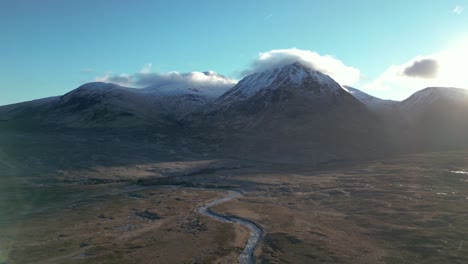 Rugged-landscapes-of-Skye-with-snow-capped-mountains-and-a-meandering-river
