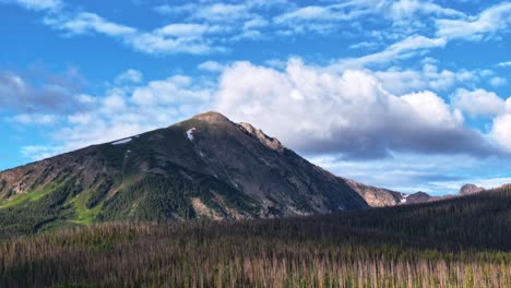 steady-timelapse-of-buffalo-mountain-in-silverthorne-colorado-with-large-clouds-and-dynamic-shadow-movement-AERIAL-STATIC