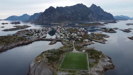 Explore-the-charming-coastal-village-of-Hemmingsvær-nestled-amidst-the-breathtaking-landscapes-of-the-Lofoten-Islands-in-this-captivating-drone-footage
