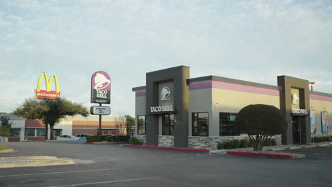 Establishing-shot-of-Taco-Bell-and-McDonald's-fast-food-restaurants