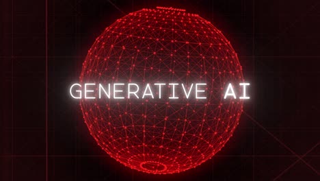 „Generative-KI“-Erscheint-Auf-Dem-Bildschirm,-Während-Sich-Dahinter-Eine-Bedrohliche-Rote-Kugel-Animiert