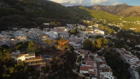 Iconic-township-of-Mijas,-aerial-drone-view