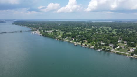 Grosse-Ile-from-helicopter-view-in-the-Detroit-River,-near-Trenton-Michigan,-USA