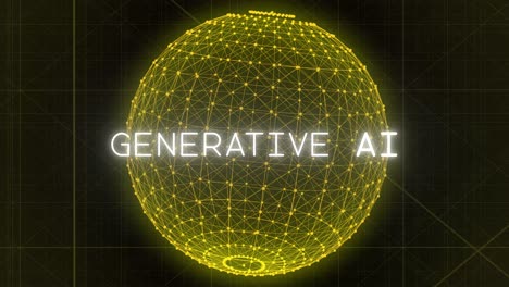 Gelbe-Partikel-Wirbeln-Zusammen-Und-Bilden-Eine-Leuchtende-Kugel,-Während-„generative-KI“-Auf-Dem-Bildschirm-Animiert-Wird
