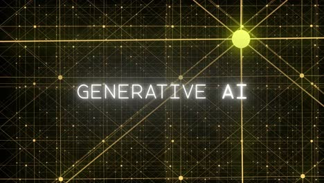 "Generative-AI"-generates-on-screen-as-a-matrix-of-yellow-particles-transitions-from-random-to-orderly