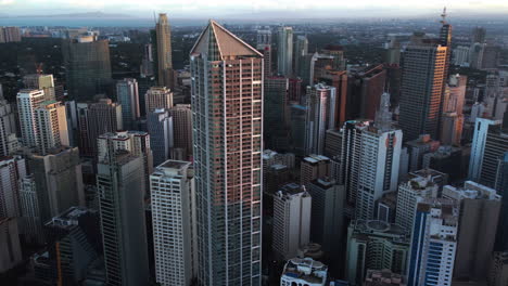 Aerial-view-around-the-Shang-Salcedo-Place,-luxury-living-in-Makati-city,-Manila,-Philippines