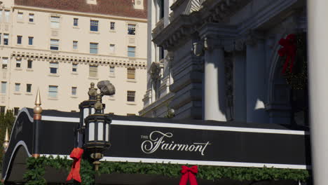 The-Logo-of-Fairmont-Hotel-Displayed-at-the-Entrance---San-Francisco,-California---Close-Up