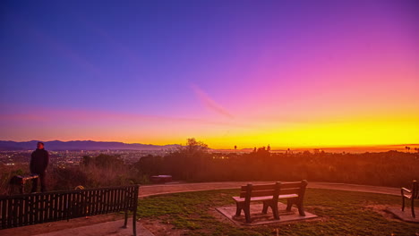 Kenneth-Hahn-Los-Angeles-Sonnenuntergang-Klare-Landschaft-Natur-Himmel-Aussichtspunkt