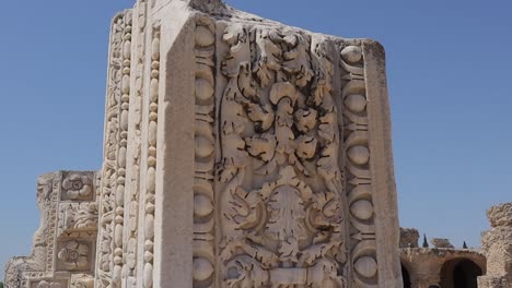 Close-up-shot-of-a-historical-monument-in-the-ancient-place-of-Carthage-in-Tunisia