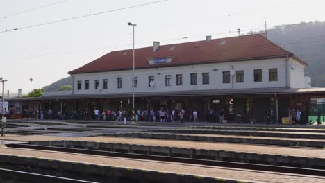 Bahnhof-Voller-Menschen,-Die-Auf-Den-Zug-Warten