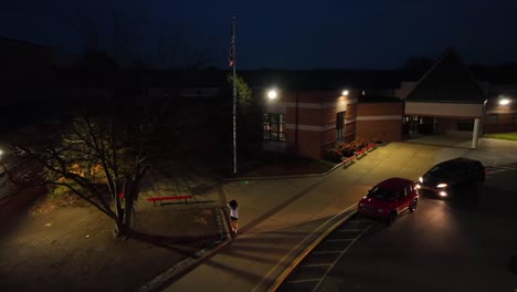 American-flag-at-school-during-dusk