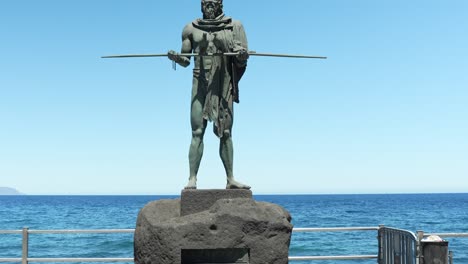 Statue-of-Añaterve,-mencey-of-Güímar---ancient-Canary-Islands-native-guanche-warrior