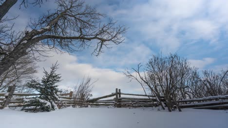 Winterwunderland-Landschaftsszene-In-Caledon,-Zeitraffer