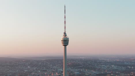 Aerial-shot-of-the-TV-Tower-in-Stuttgart,-Germany
