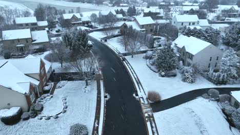 Upscale-American-neighborhood-during-snow-storm-with-flurries