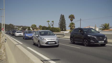 Traffic-is-moving-slowly-as-it-approaches-an-accident-on-the-A7-Highway-near-Cala-De-Mijas-on-the-Costa-Del-Sol-in-Southern-Spain