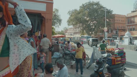 Chaos-In-Den-Straßen-Von-Jaipur,-Rajasthan-In-Indien